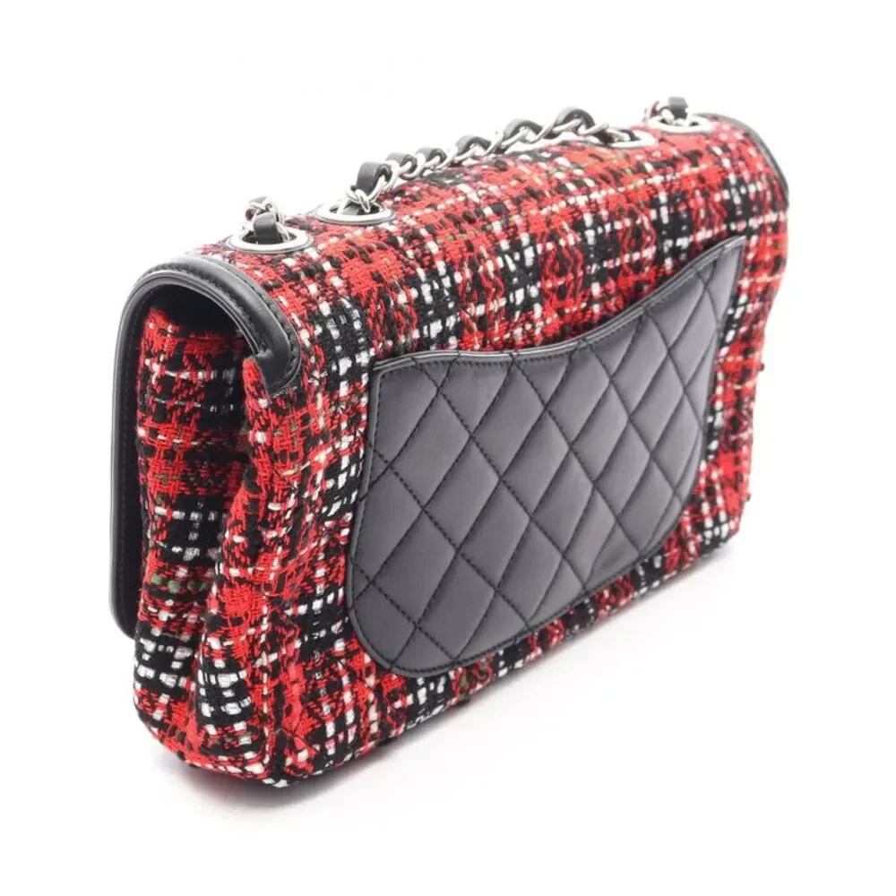 Chanel CC Filigree Fabric Leather Shoulder Bag